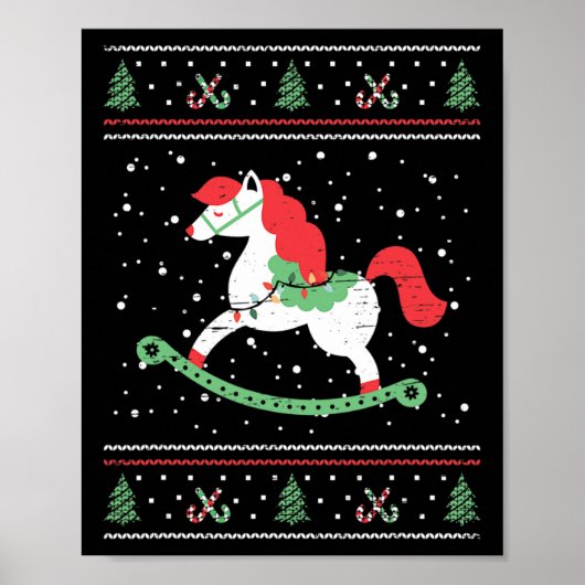 Poster Cheval À Rocher Pour Enfants Et Enfants Noël Noël  (Devant)
