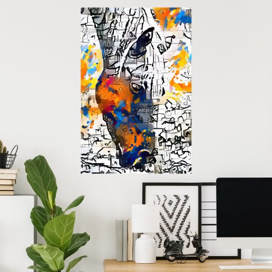 Poster Cheval Abstrait coloré (Bureau à domicile)