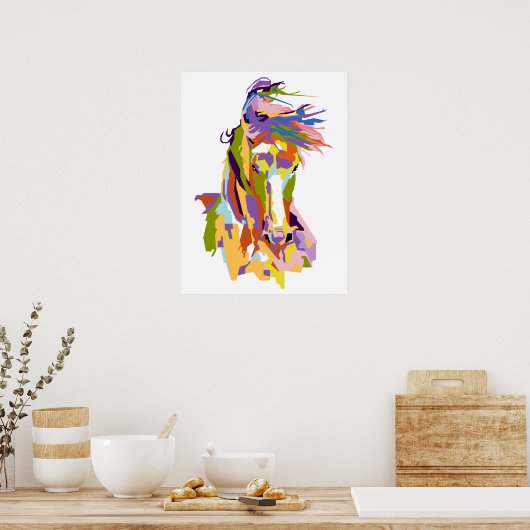 Poster Cheval Abstrait dans WPAP (Cuisine)