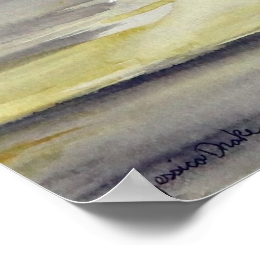 Poster Cheval Abstrait gris et jaune (Coin)