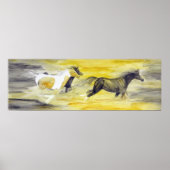 Poster Cheval Abstrait gris et jaune (Devant)