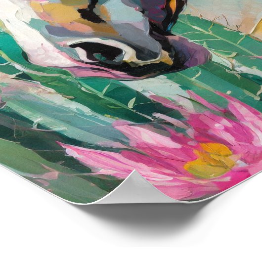 Poster Cheval Abstrait moderne et succulents (Coin)