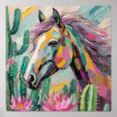 Poster Cheval Abstrait moderne et succulents (Devant)