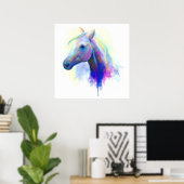 Poster Cheval Abstrait multicolore (Bureau à domicile)