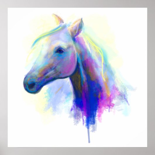Poster Cheval Abstrait multicolore (Devant)
