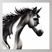Poster Cheval Abstrait | Noir et blanc (Devant)
