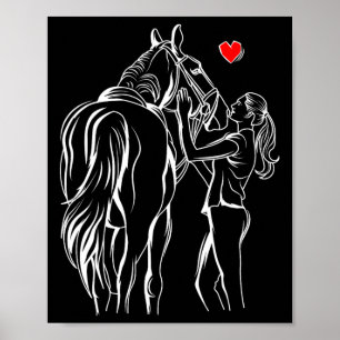 Poster Cheval Amoureux Fille Femmes Équitation