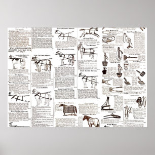 Poster Cheval Antique Publicité Journal Art