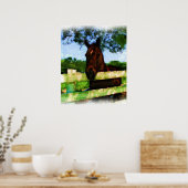 Poster Cheval Aquarelle Bonjour (Cuisine)