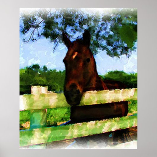Poster Cheval Aquarelle Bonjour (Devant)