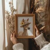 Poster Cheval avec Casquette Floral Rustique ferme animal