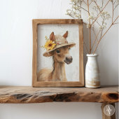 Poster Cheval avec Casquette Floral Rustique ferme animal