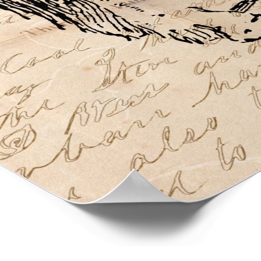 Poster Cheval avec papier de script (Coin)