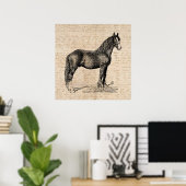 Poster Cheval avec papier de script (Bureau à domicile)