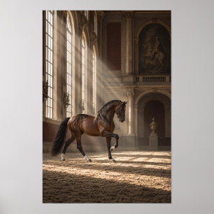 Poster Cheval bai dans une salle de chevalerie classique