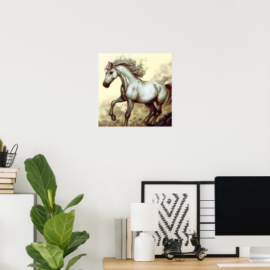 Poster Cheval blanc (Bureau à domicile)