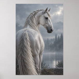 Poster Cheval blanc argenté par Misty Lake Equestrian Wal