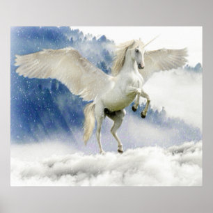 Poster Cheval blanc avec ailes