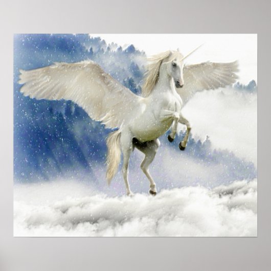 Poster Cheval blanc avec ailes (Devant)
