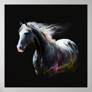 Poster Cheval blanc, Couleurs Abstraites, Mur d'impressio