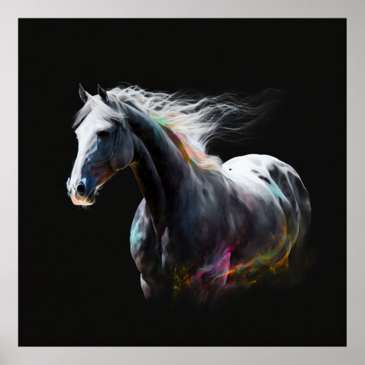 Poster Cheval blanc, Couleurs Abstraites, Mur d'impressio (Devant)
