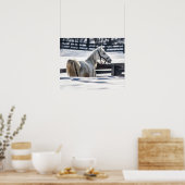 Poster Cheval blanc dans la neige (Cuisine)