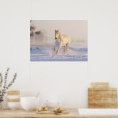 Poster cheval blanc dans la neige (Cuisine)