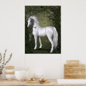 Poster Cheval blanc dans les bois avec colibris Imprimer (Cuisine)