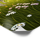 Poster Cheval blanc debout dans un champ d'herbe (Coin)