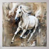 Poster Cheval blanc moderne peinture murale esthétique (Devant)