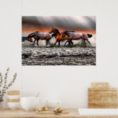 Poster Cheval Blanc Noir Monochrome toile photo (Cuisine)