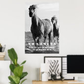 Poster Cheval Blanc Noir Motivation Sans Limites Oeuvre (Bureau à domicile)