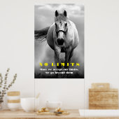 Poster Cheval Blanc Noir Motivation Sans Limites Oeuvre (Cuisine)