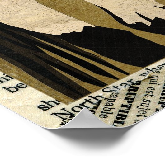 POSTER CHEVAL BLANC & OISEAU (Coin)