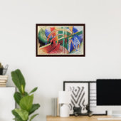 Poster Cheval bleu avec arc-en-ciel de Franz Marc (Bureau à domicile)