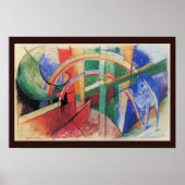 Poster Cheval bleu avec arc-en-ciel de Franz Marc (Devant)
