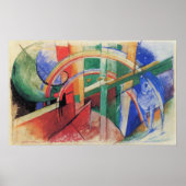 Poster Cheval bleu avec arc-en-ciel par Franz Marc (Devant)