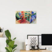 Poster Cheval bleu avec arc-en-ciel par Franz Marc (Bureau à domicile)