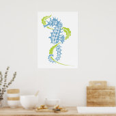 Poster Cheval bleu nuit, vert citron et algues (Cuisine)