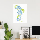 Poster Cheval bleu nuit, vert citron et algues (Bureau à domicile)