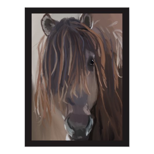 Poster Cheval Brown Avec Peinture De Cheveux (Devant)