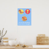 Poster Cheval Brown Kawaii essayant d'être une licorne (Cuisine)