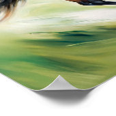 Poster Cheval Brown traversant une prairie (Coin)