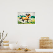 Poster Cheval Brown traversant une prairie (Cuisine)