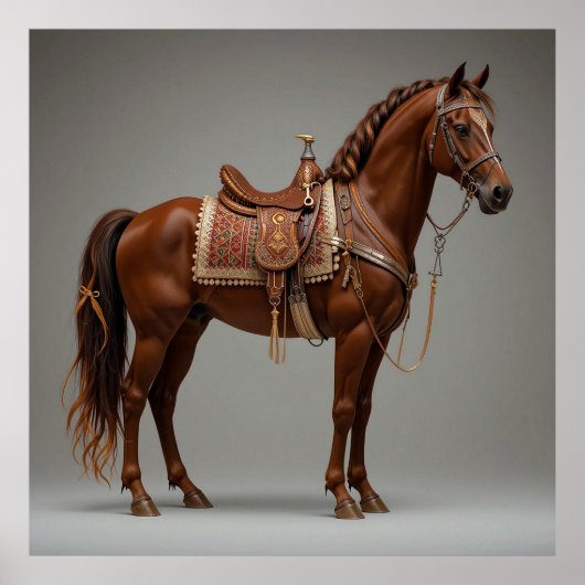 Poster Cheval Brun Élégant (Devant)