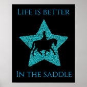 Poster Cheval & cavalier en noir & bleu. (Devant)