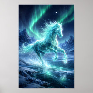 Poster Cheval céleste galopant sous le Nord vert