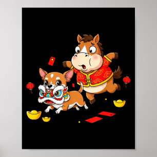 Poster Cheval Chinois Chihuahua Drôle Enfant Hommes Femme