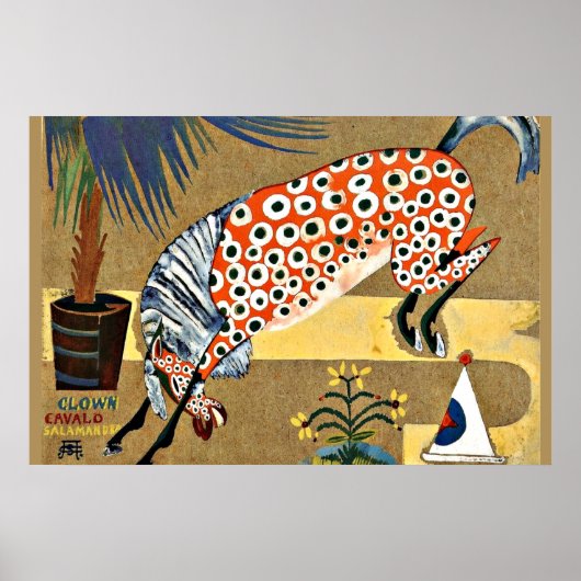 Poster Cheval clown, peinture d'art, (Devant)
