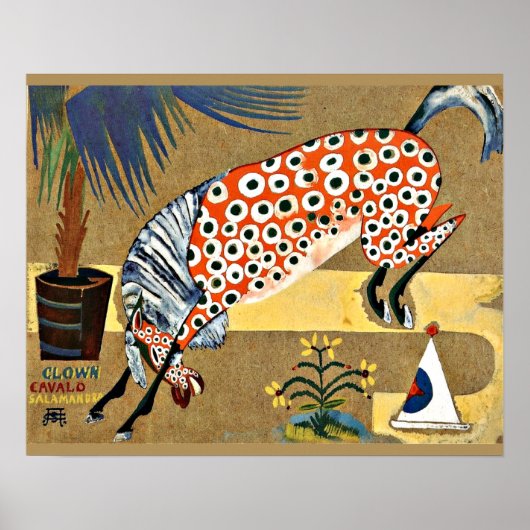 Poster Cheval clown, peinture d'art, (Devant)